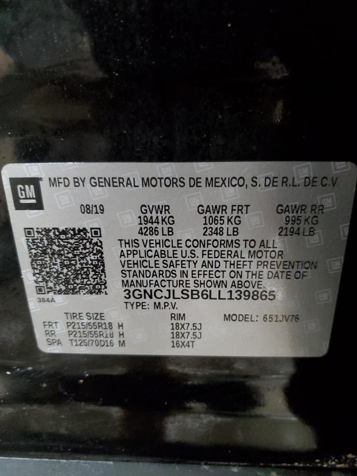 2020 Chevrolet Trax 1Lt VIN: 3GNCJLSB6LL139865 Lot: 84726905