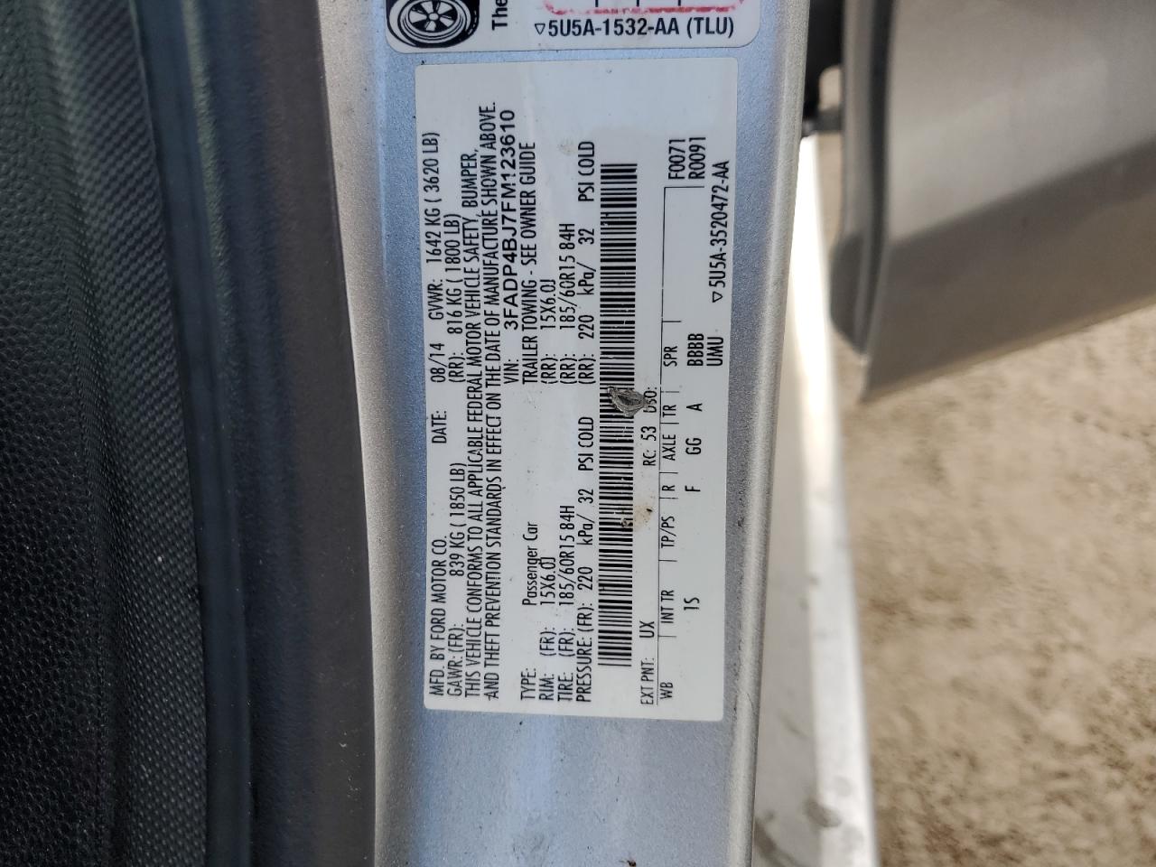 2015 Ford Fiesta Se VIN: 3FADP4BJ7FM123610 Lot: 71068745