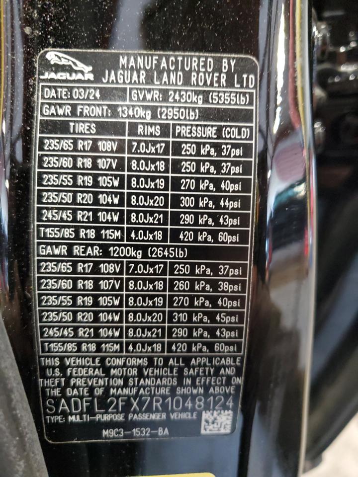 2024 Jaguar E-Pace R-Dynamic Se VIN: SADFL2FX7R1048124 Lot: 71589905