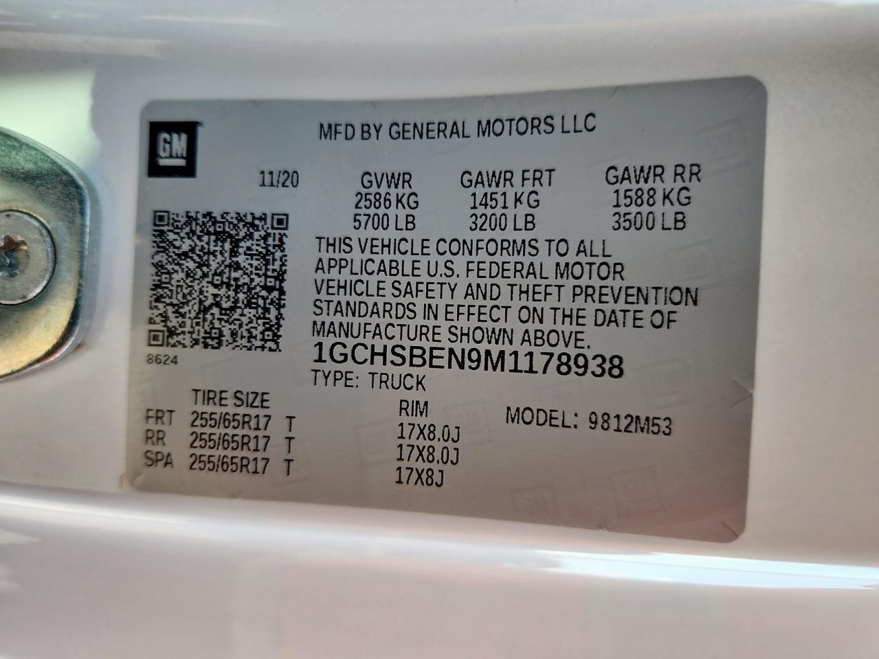 2021 Chevrolet Colorado VIN: 1GCHSBEN9M1178938 Lot: 82095025