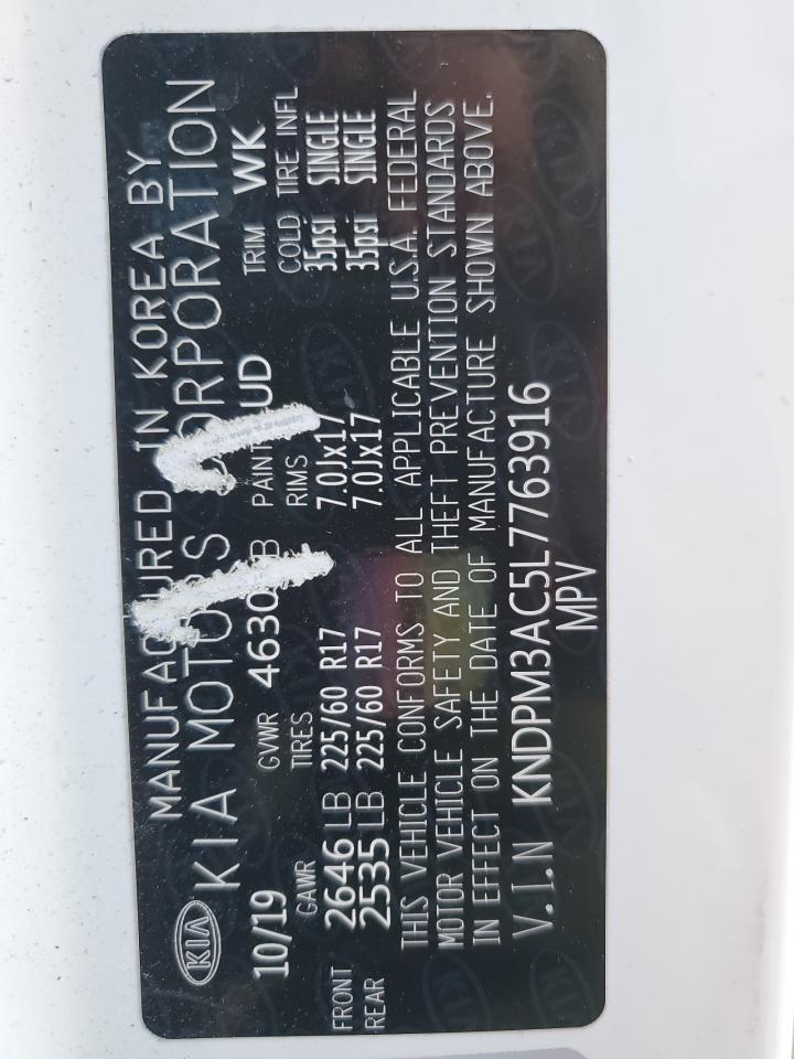 2020 Kia Sportage Lx VIN: KNDPM3AC5L7763916 Lot: 84453165