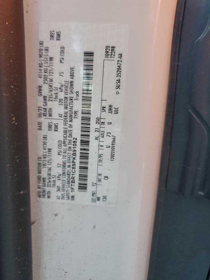 2023 Ford Transit T-250 VIN: 1FTBR1C89PKB91082 Lot: 70924755