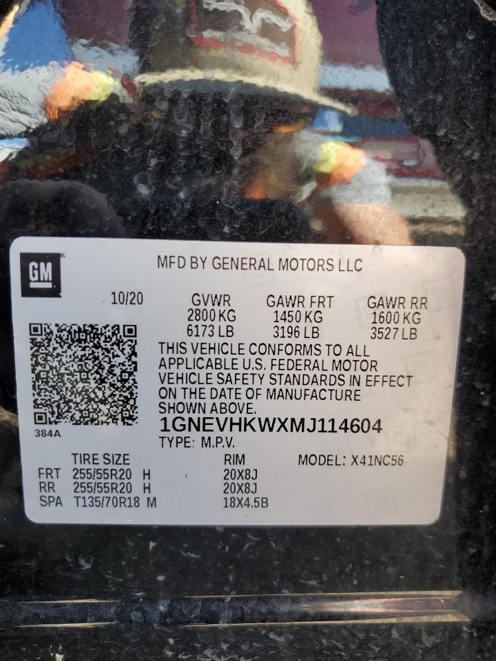 2021 Chevrolet Traverse Lt VIN: 1GNEVHKWXMJ114604 Lot: 83815995