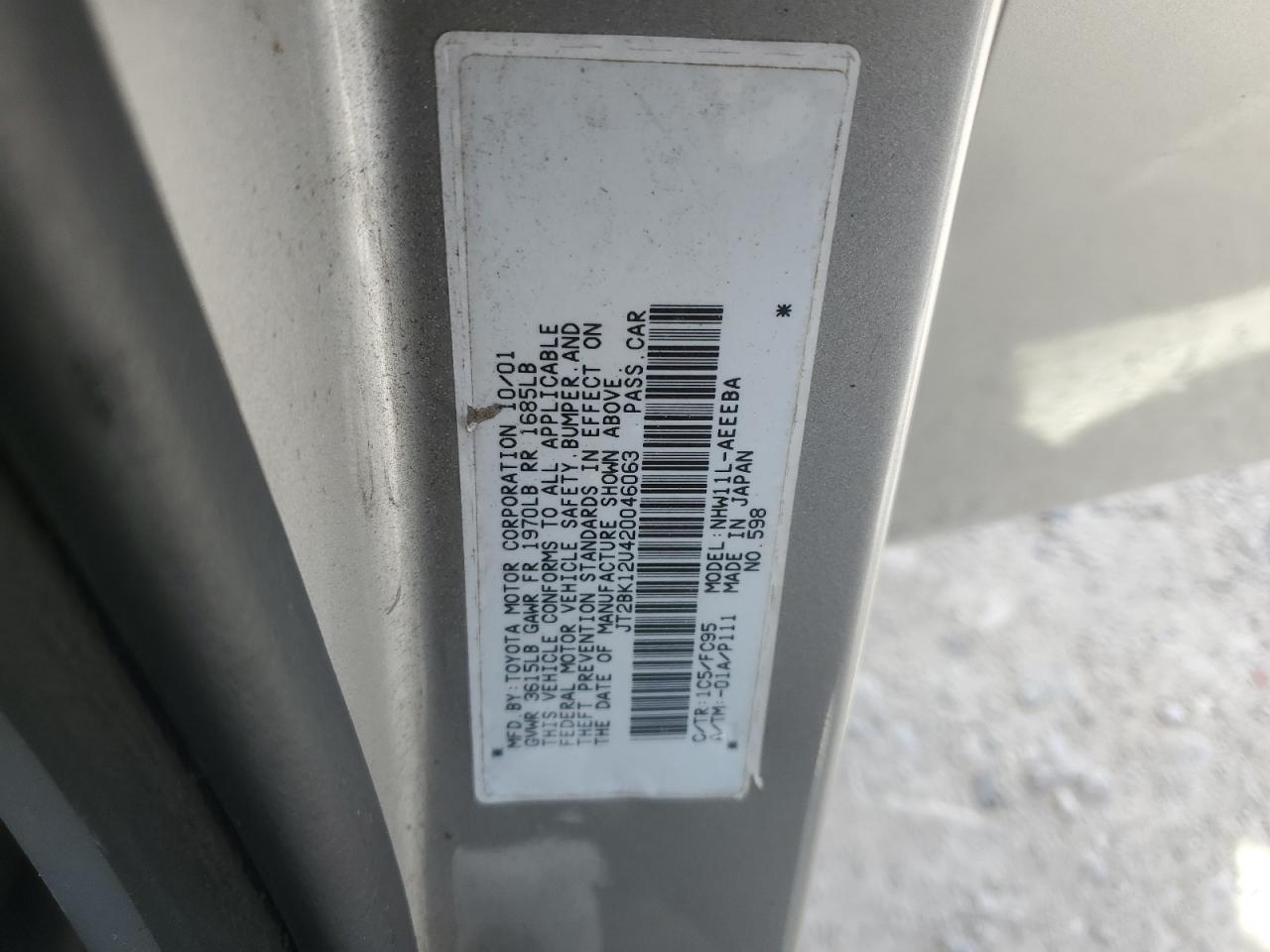 2002 Toyota Prius VIN: JT2BK12U420046063 Lot: 71709395