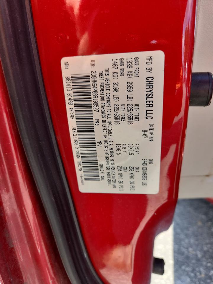 2008 Dodge Grand Caravan Sxt VIN: 2D8HN54P88R109527 Lot: 81540435