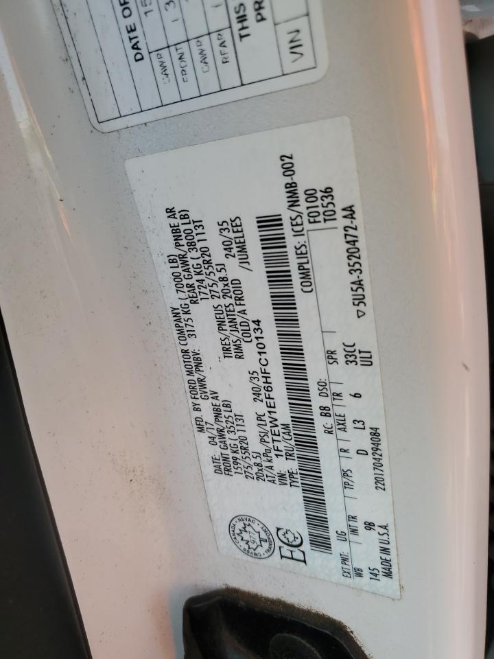 2017 Ford F150 Supercrew VIN: 1FTEW1EF6HFC10134 Lot: 80112285