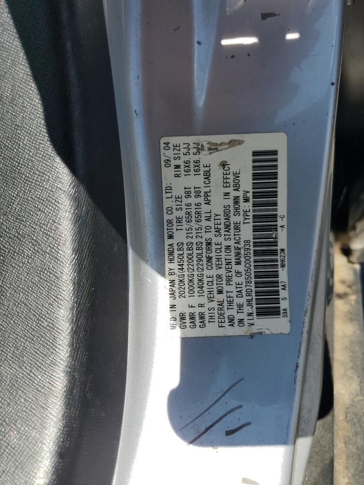 2005 Honda Cr-V Lx VIN: JHLRD78505C005938 Lot: 80021125