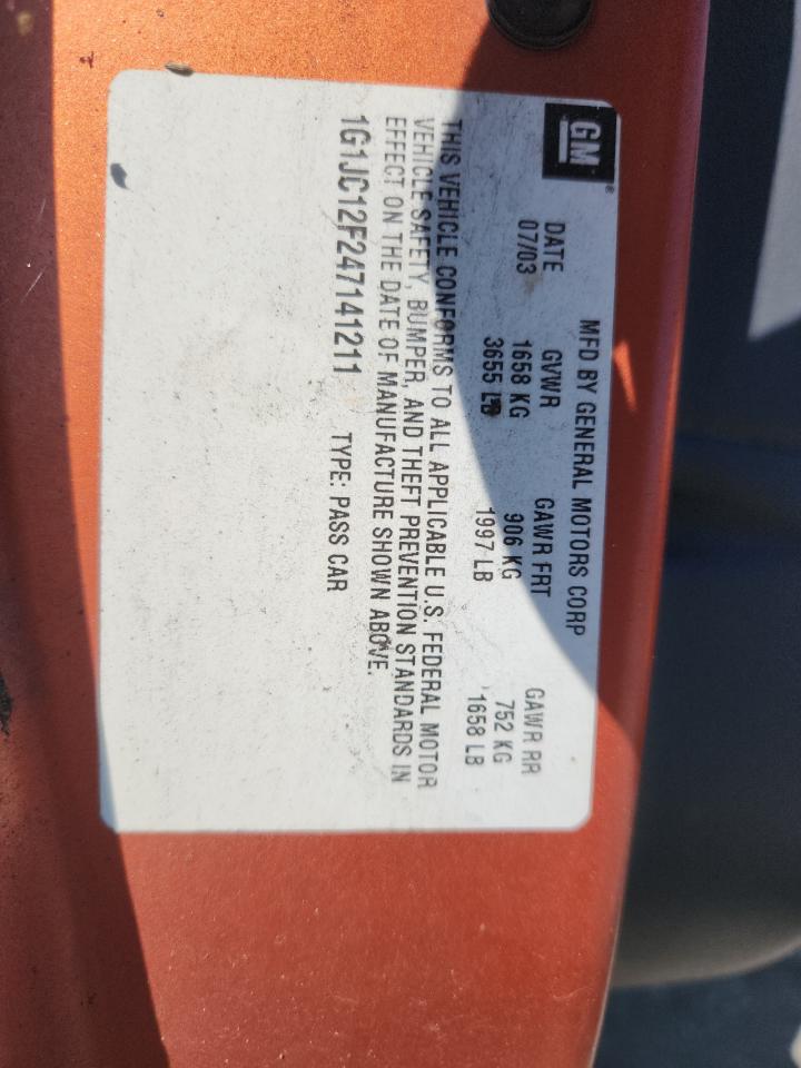 2004 Chevrolet Cavalier VIN: 1G1JC12F247141211 Lot: 80320865