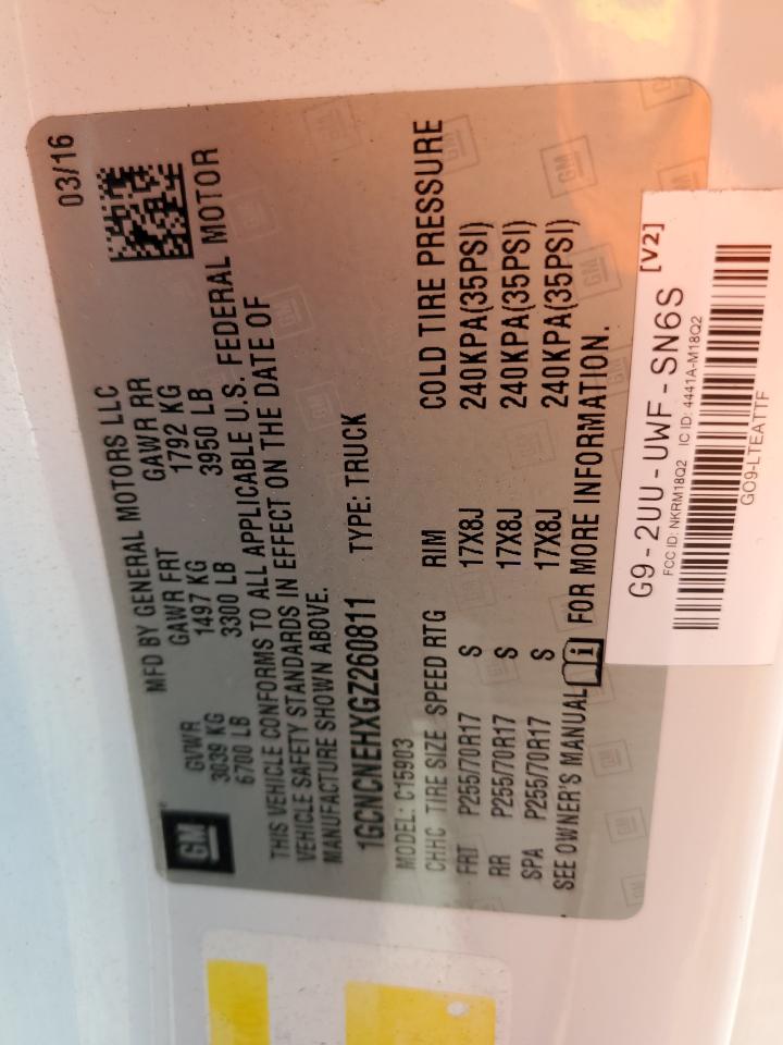 2016 Chevrolet Silverado C1500 VIN: 1GCNCNEHXGZ260811 Lot: 96697175