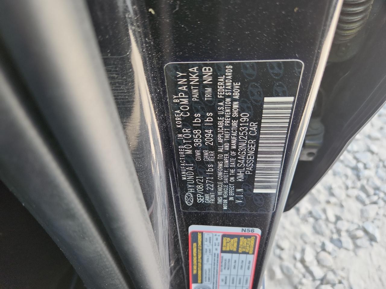 2022 Hyundai Elantra Sel VIN: KMHLS4AG3NU253190 Lot: 71875435