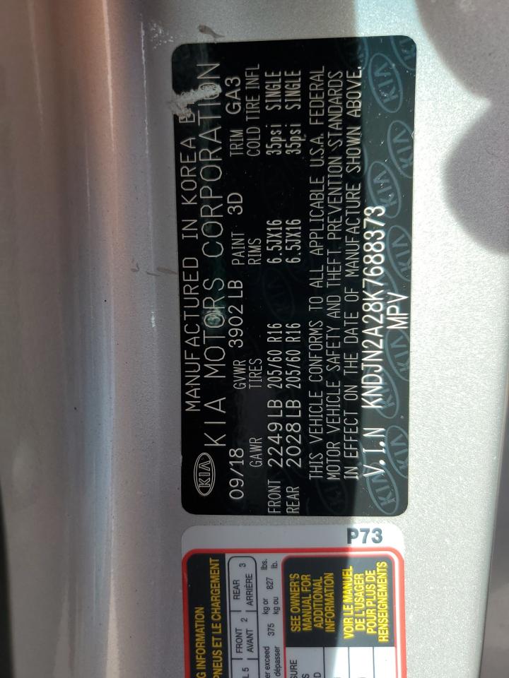 2019 Kia Soul VIN: KNDJN2A28K7688373 Lot: 84030455