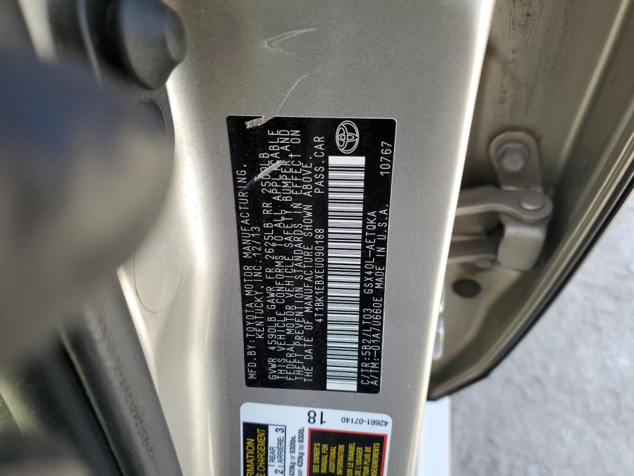 2014 Toyota Avalon Base VIN: 4T1BK1EBXEU090188 Lot: 71207565