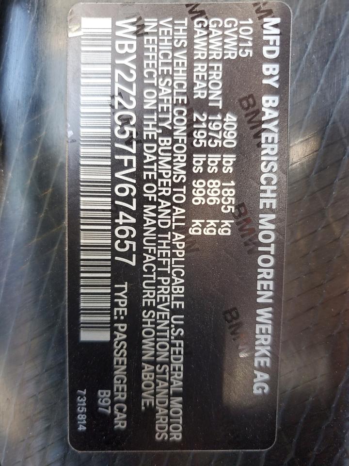 2015 BMW I8 VIN: WBY2Z2C57FV674657 Lot: 80209055