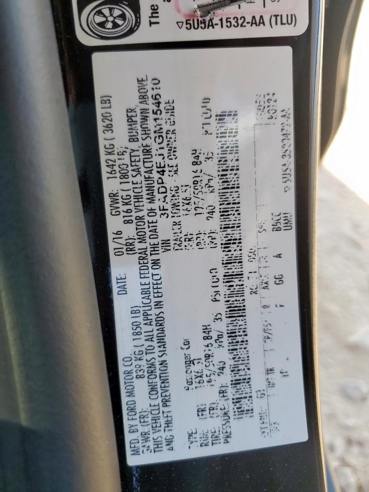 2016 Ford Fiesta Se VIN: 3FADP4EJ1GM154610 Lot: 84482025