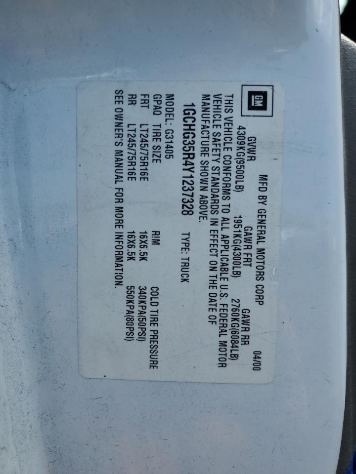 2000 Chevrolet Express G3500 VIN: 1GCHG35R4Y1237328 Lot: 81748195