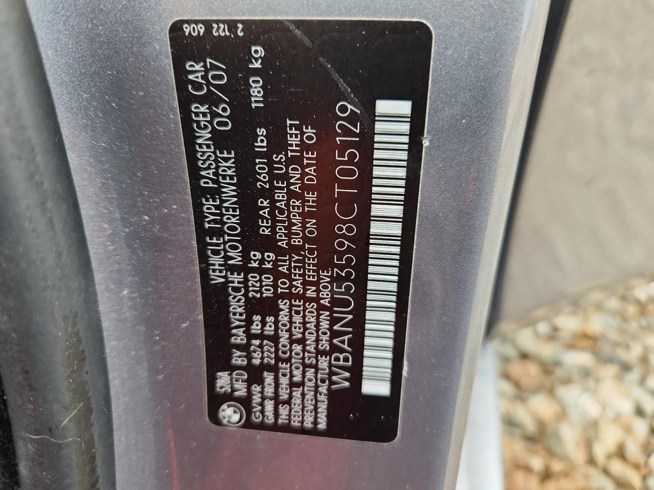 2008 BMW 528 I VIN: WBANU53598CT05129 Lot: 80747395