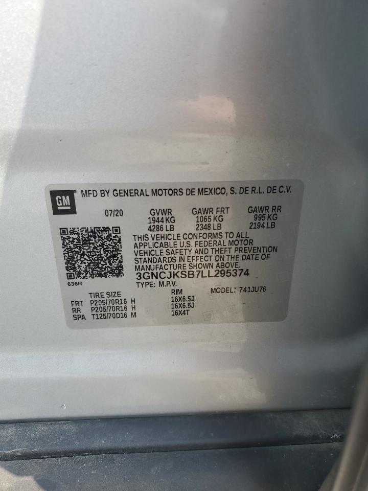 2020 Chevrolet Trax Ls VIN: 3GNCJKSB7LL295374 Lot: 80807355