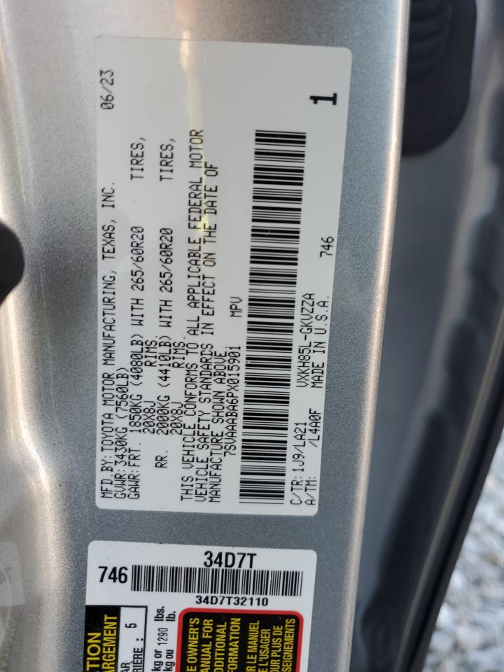 2023 Toyota Sequoia Sr5 VIN: 7SVAAABA6PX015901 Lot: 82107645