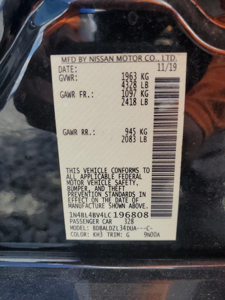 2020 Nissan Altima S VIN: 1N4BL4BV4LC196808 Lot: 84390045