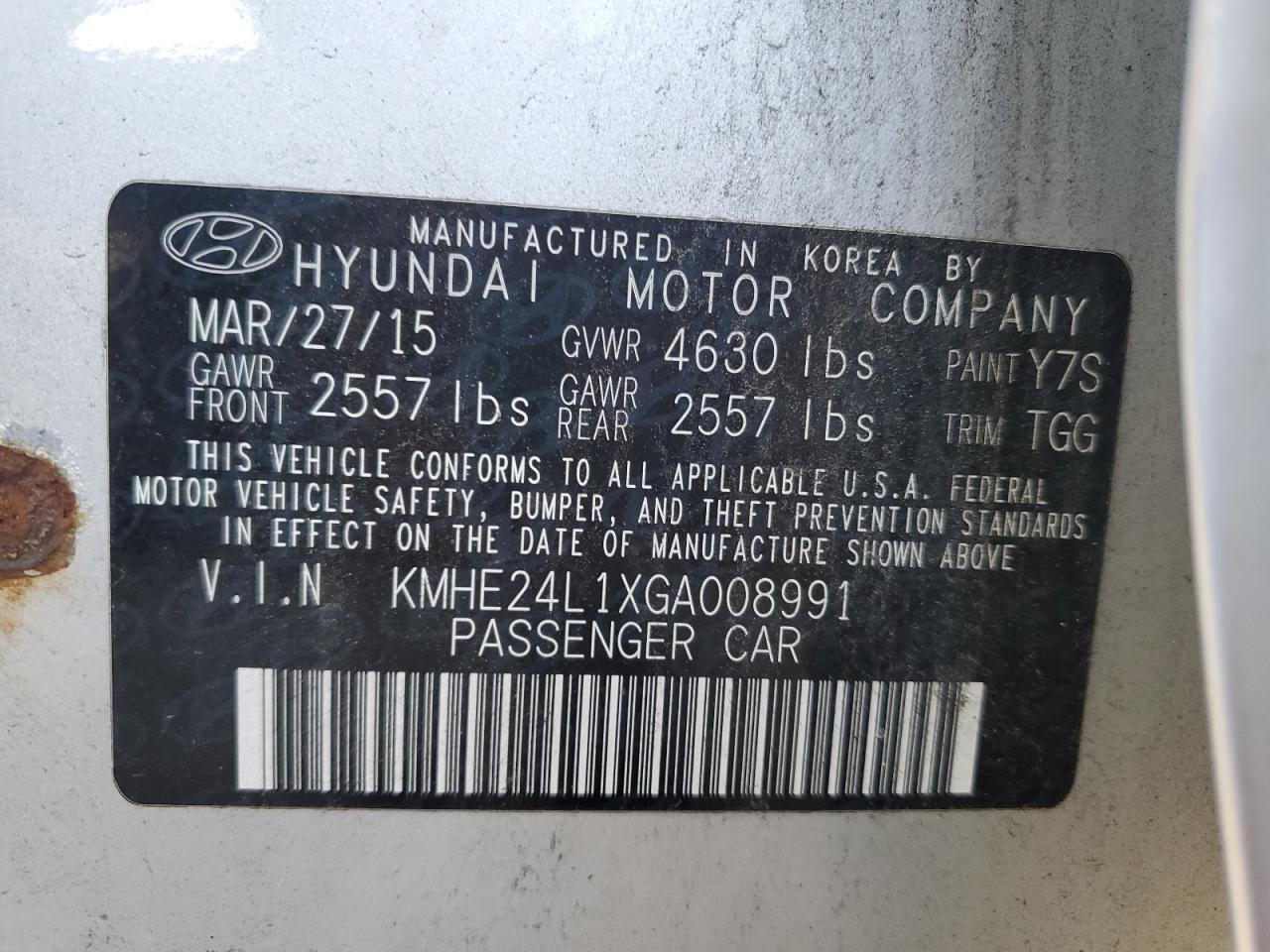 2016 Hyundai Sonata Hybrid VIN: KMHE24L1XGA008991 Lot: 71666185