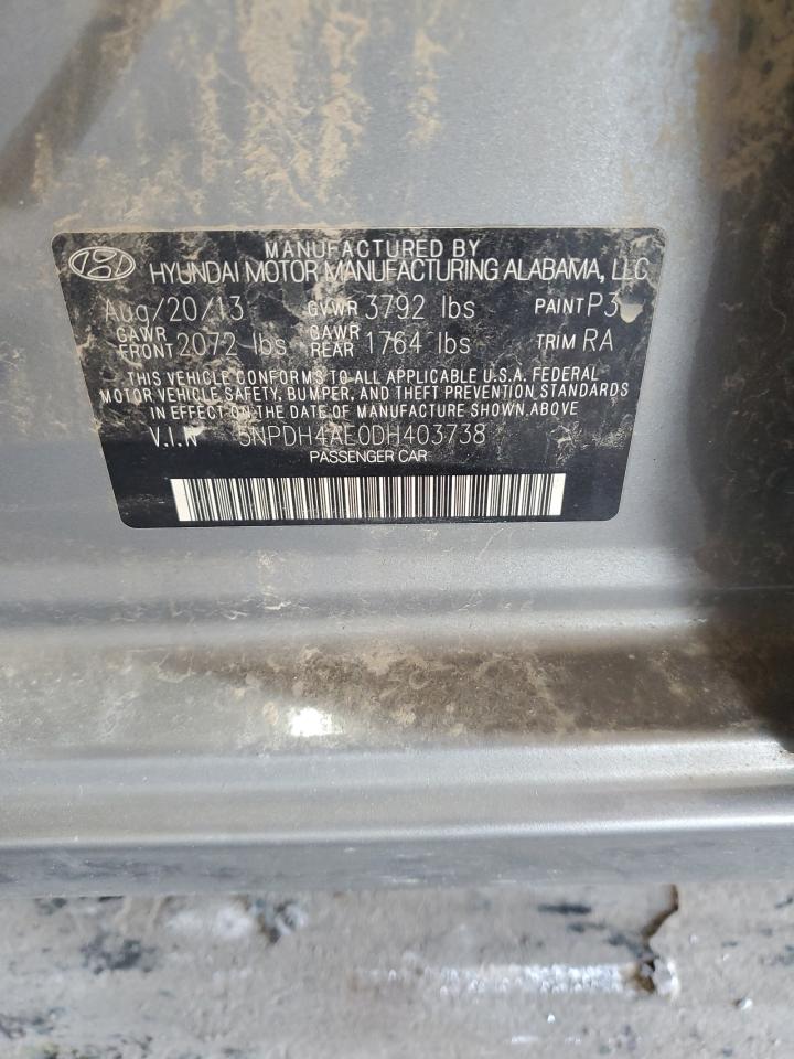 2013 Hyundai Elantra Gls VIN: 5NPDH4AE0DH403738 Lot: 81182965