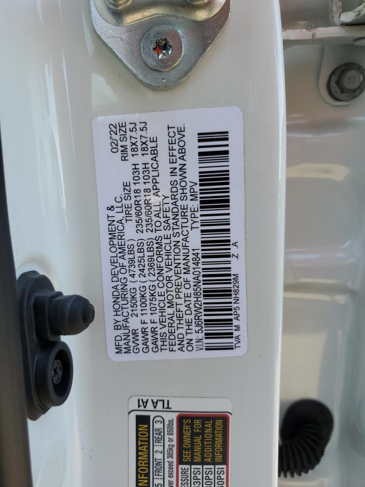 2022 Honda Cr-V Exl VIN: 2HKRW2H86NH647833 Lot: 68368755