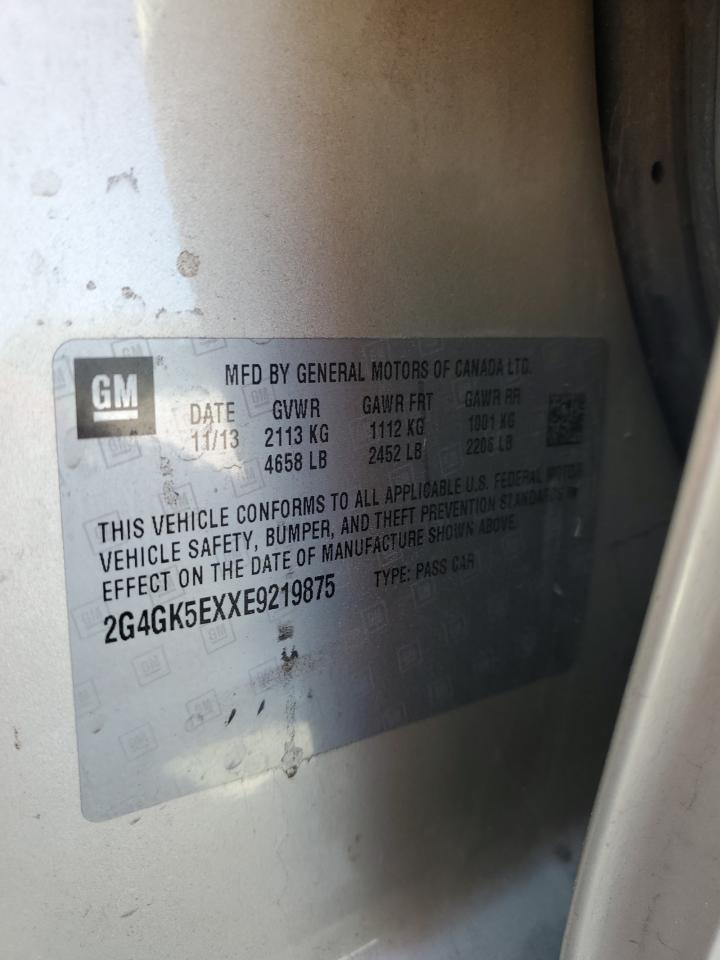 2014 Buick Regal VIN: 2G4GK5EXXE9219875 Lot: 84199275