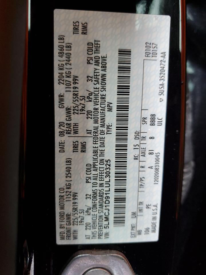 2020 Lincoln Corsair VIN: 5LMCJ1D91LUL30325 Lot: 83959595