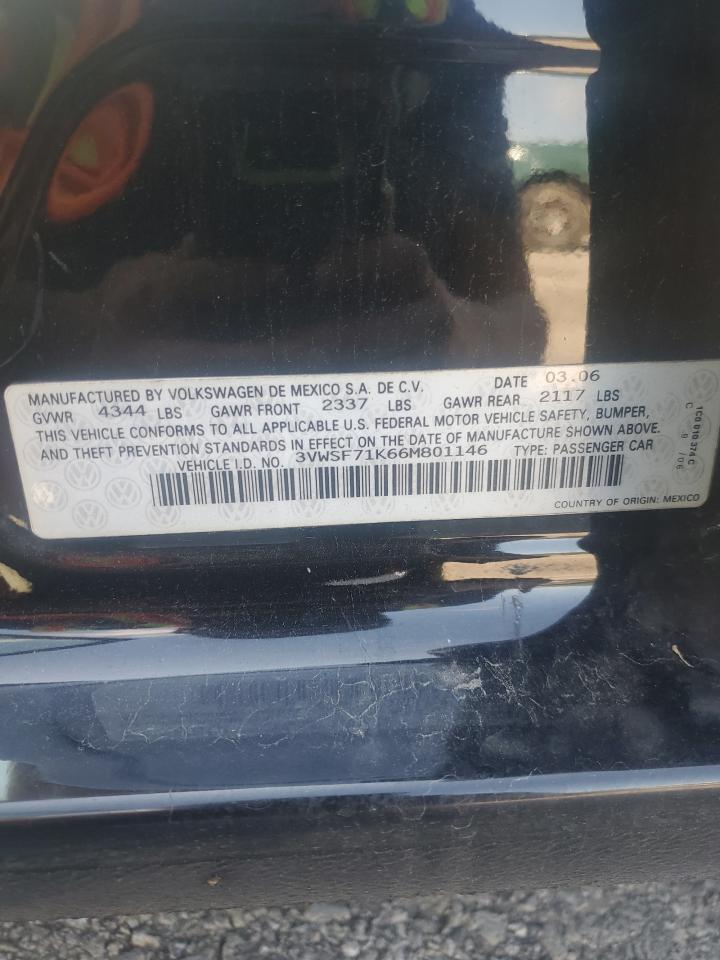 2006 Volkswagen Jetta 2.5 Option Package 1 VIN: 3VWSF71K66M801146 Lot: 84768235