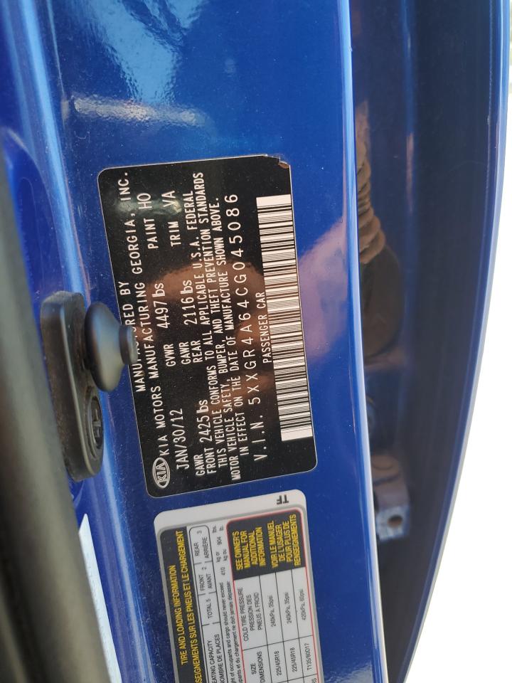 2012 Kia Optima Sx VIN: 5XXGR4A64CG045086 Lot: 80163125