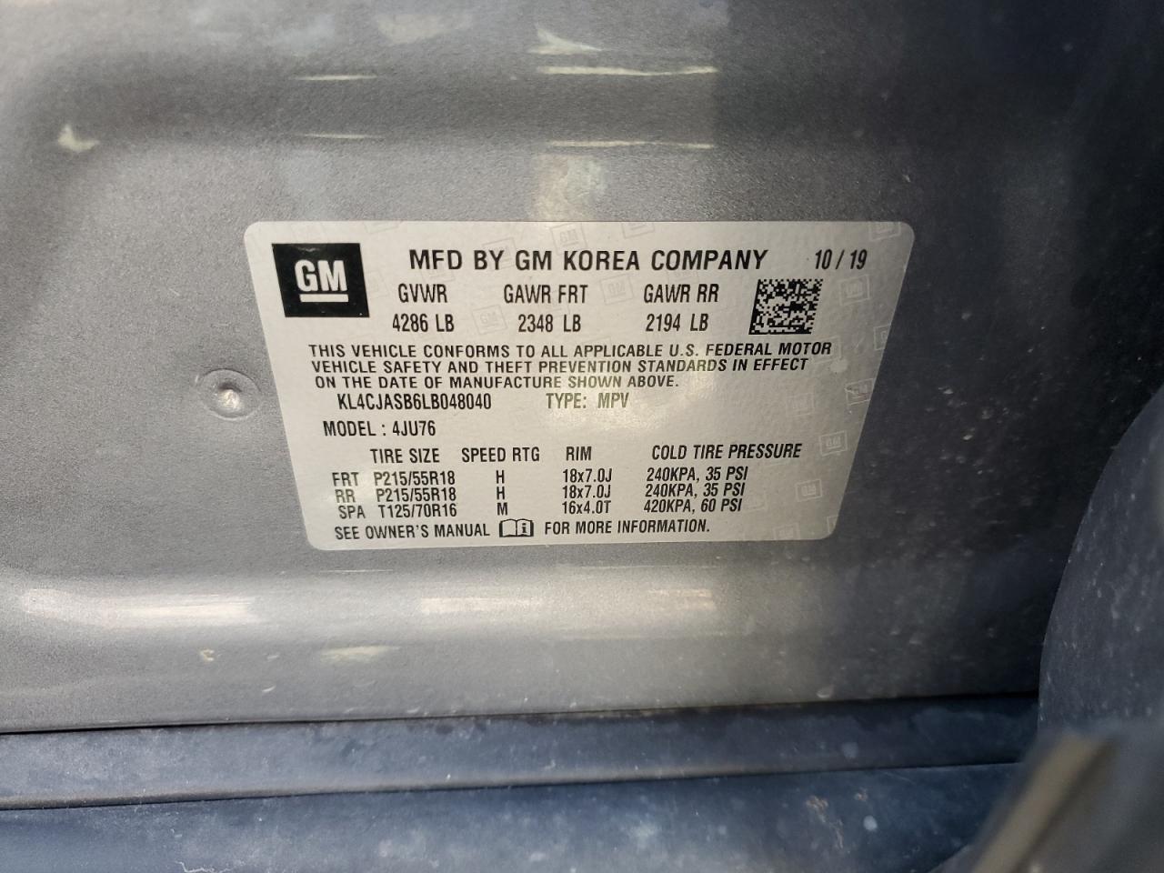 2020 Buick Encore Preferred VIN: KL4CJASB6LB048040 Lot: 84468545