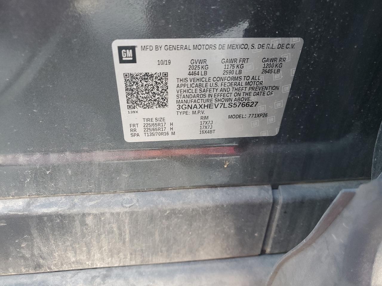 2020 Chevrolet Equinox Ls VIN: 3GNAXHEV7LS576627 Lot: 80488275