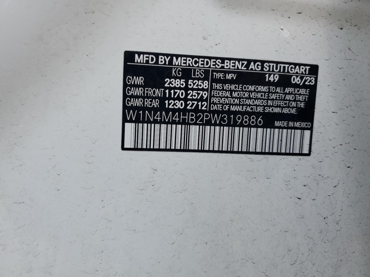 2023 Mercedes-Benz Glb 250 4Matic VIN: W1N4M4HB2PW319886 Lot: 82173815