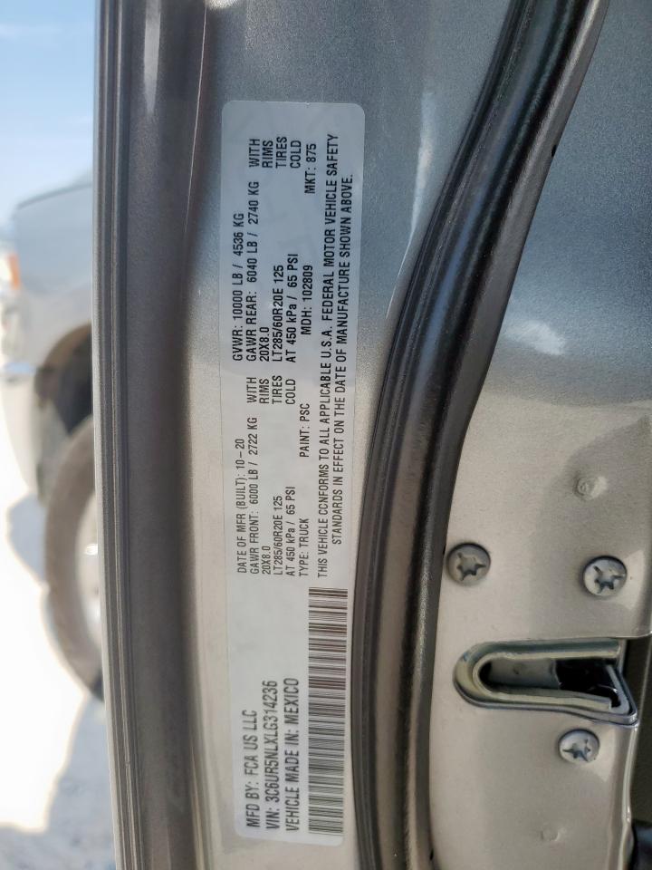 2020 Ram 2500 Laramie VIN: 3C6UR5NLXLG314236 Lot: 80174775