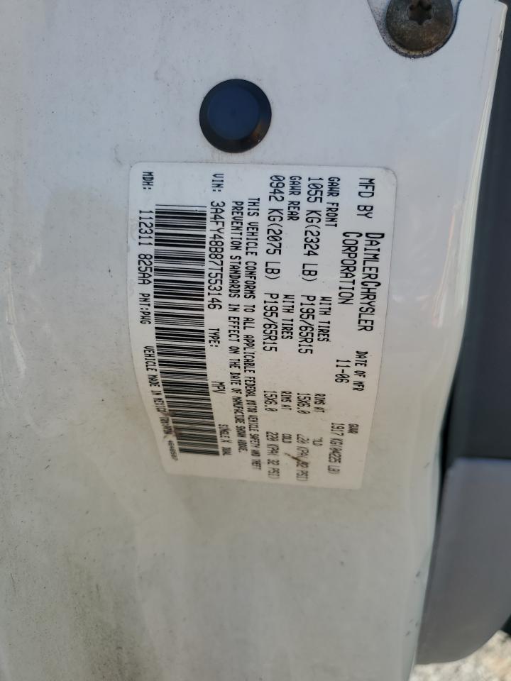2007 Chrysler Pt Cruiser VIN: 3A4FY48B87T553146 Lot: 71550645