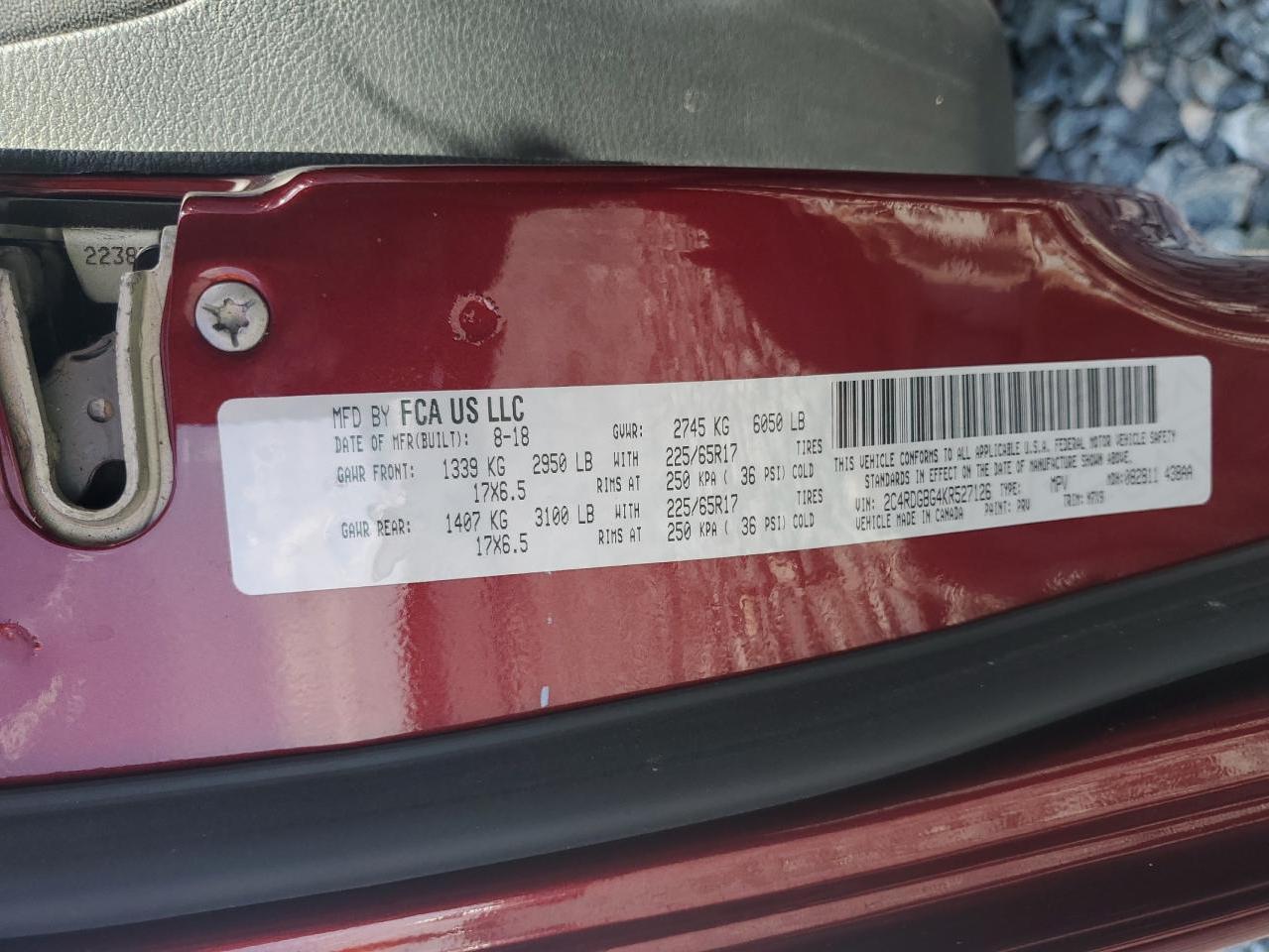 2019 Dodge Grand Caravan Se VIN: 2C4RDGBG4KR527126 Lot: 70622065