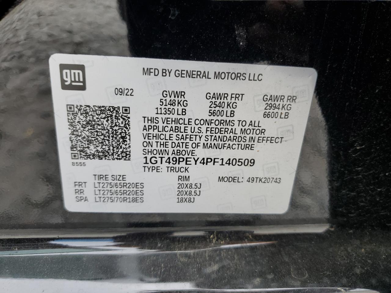 2023 GMC Sierra K2500 At4 VIN: 1GT49PEY4PF140509 Lot: 71685495