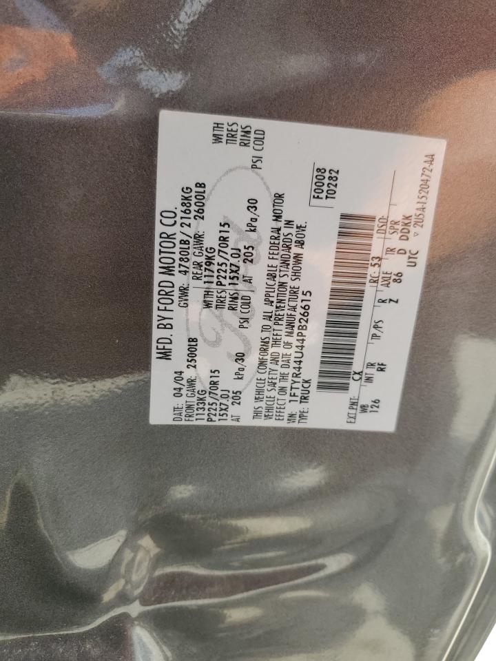 2004 Ford Ranger Super Cab VIN: 1FTYR44U44PB26615 Lot: 80287565