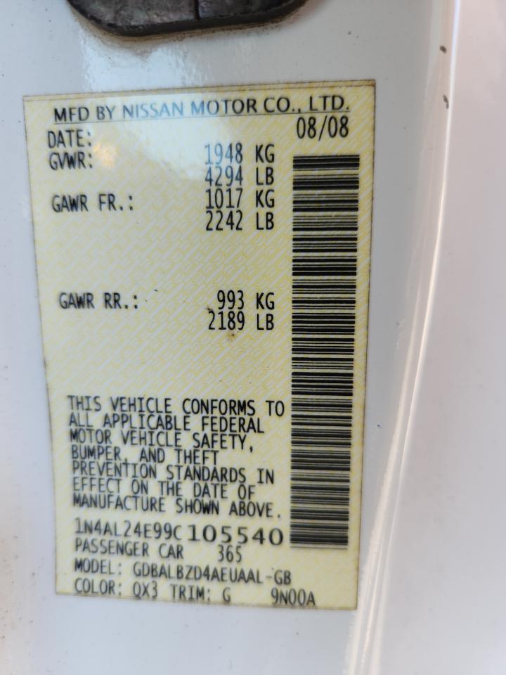 2009 Nissan Altima 2.5S VIN: 1N4AL24E99C105540 Lot: 80105385