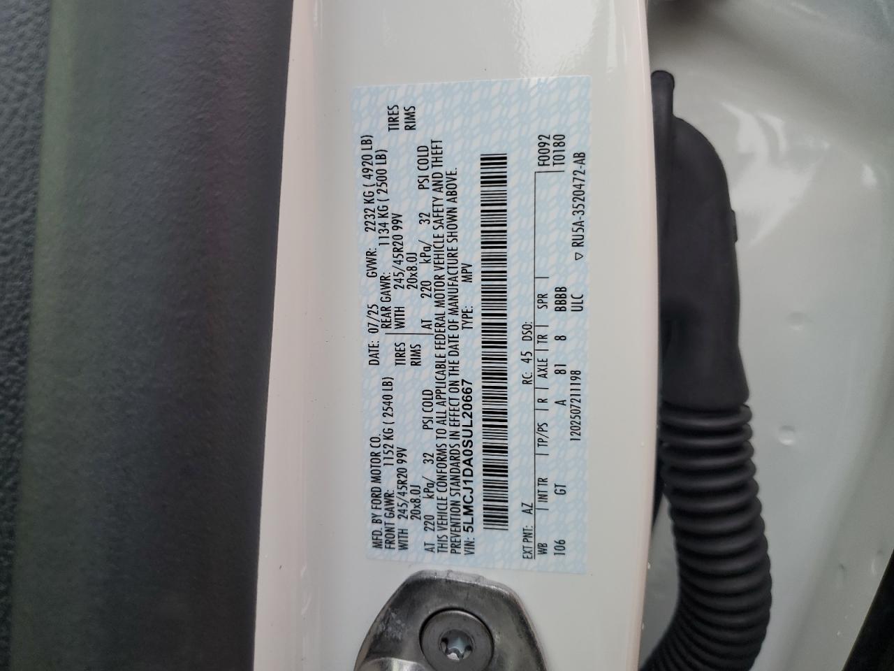 2025 Lincoln Corsair Premiere VIN: 5LMCJ1DA0SUL20667 Lot: 80563065