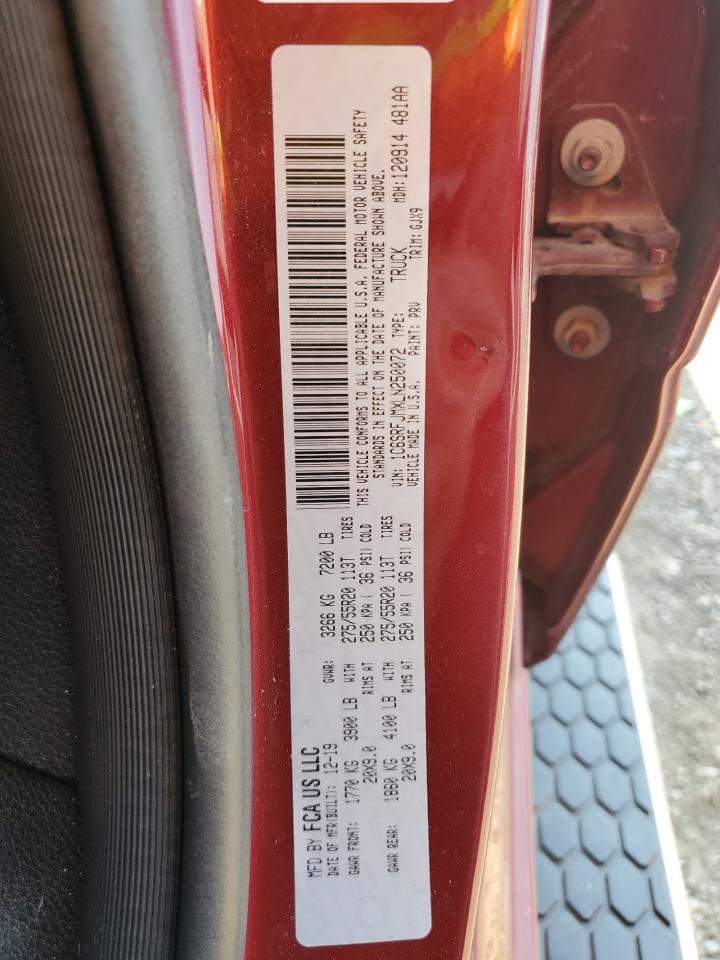 2020 Ram 1500 Laramie VIN: 1C6SRFJMXLN250072 Lot: 81462675