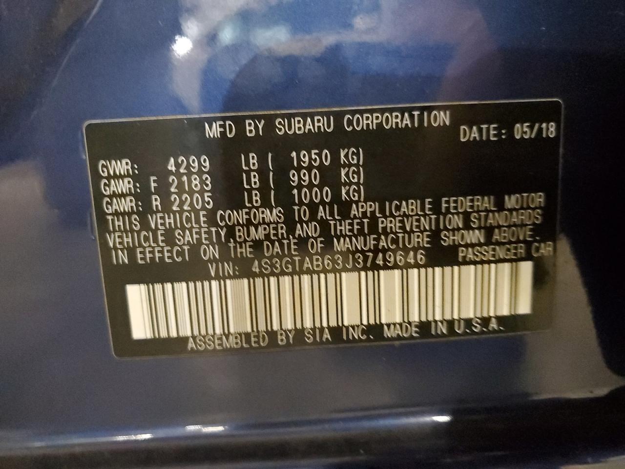 2018 Subaru Impreza Premium VIN: 4S3GTAB63J3749646 Lot: 71089045