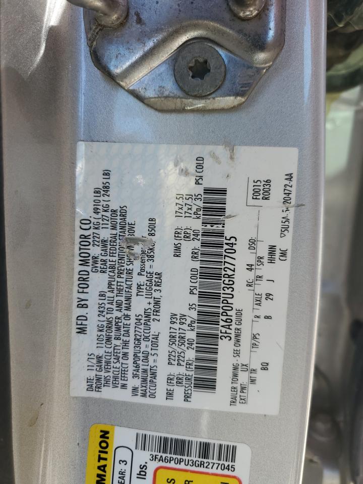 2016 Ford Fusion Se Phev VIN: 3FA6P0PU3GR277045 Lot: 71289525