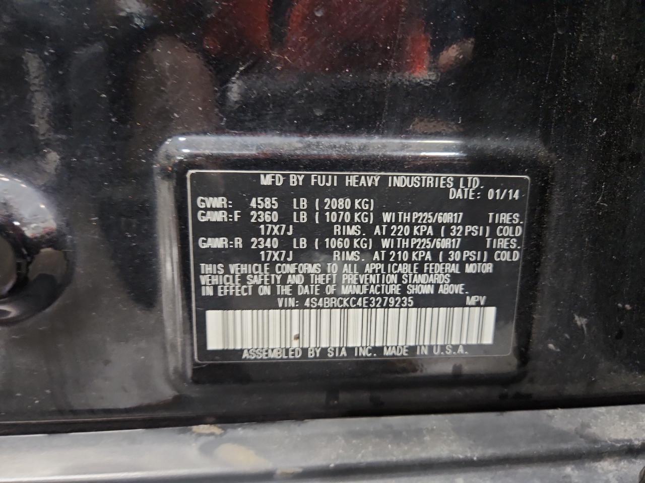 2014 Subaru Outback 2.5I Limited VIN: 4S4BRCKC4E3279235 Lot: 80571615