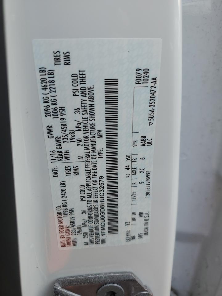 2017 Ford Escape Se VIN: 1FMCU0GD8HUC32579 Lot: 81562635