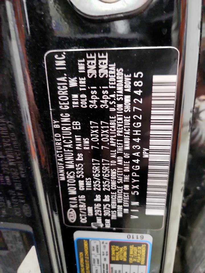 2017 Kia Sorento Lx VIN: 5XYPG4A34HG272485 Lot: 82134175