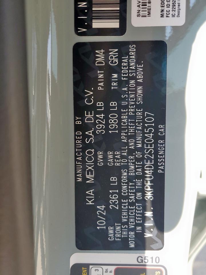 2025 Kia K4 Ex VIN: 3KPFU4DE2SE045107 Lot: 71656835