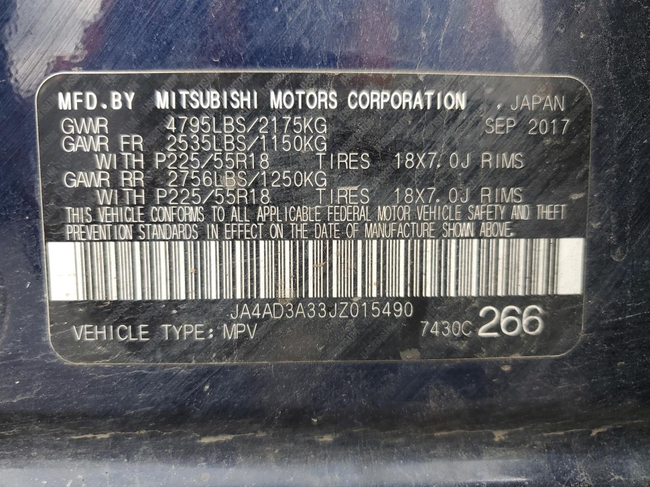 2018 Mitsubishi Outlander Se VIN: JA4AD3A33JZ015490 Lot: 81324255