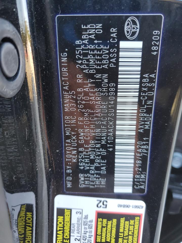 2025 Toyota Camry Xse VIN: 4T1DAACK7SU140989 Lot: 83869465