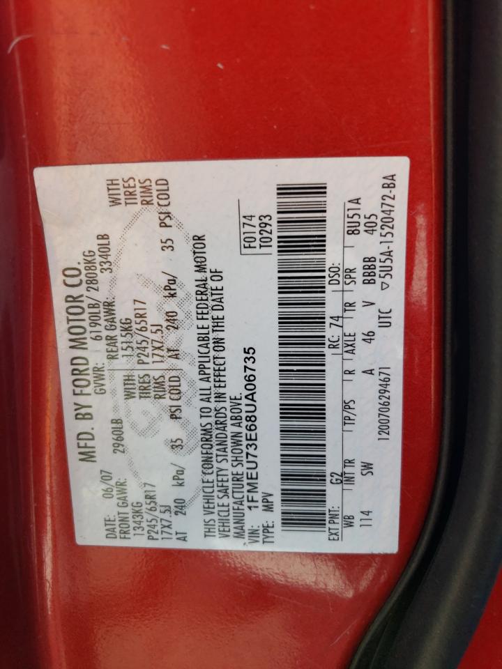 2008 Ford Explorer Xlt VIN: 1FMEU73E68UA06735 Lot: 80919875